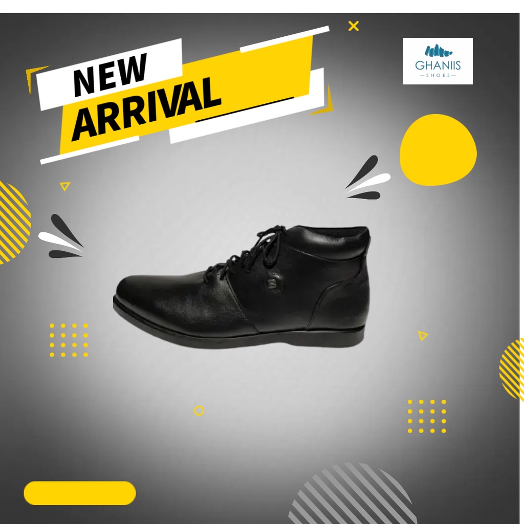 Sepatu Bally Boot Tali Pria Kulit Warna Hitam