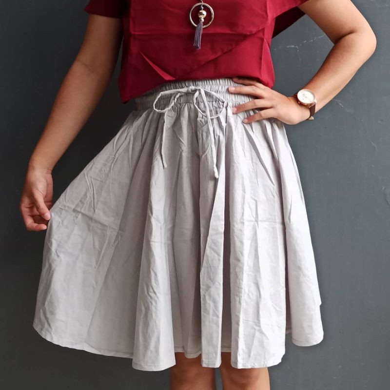 ROK PENDEK NEW FLARE KARET MURAH BERNICE SKIRT SISA EKSPOR