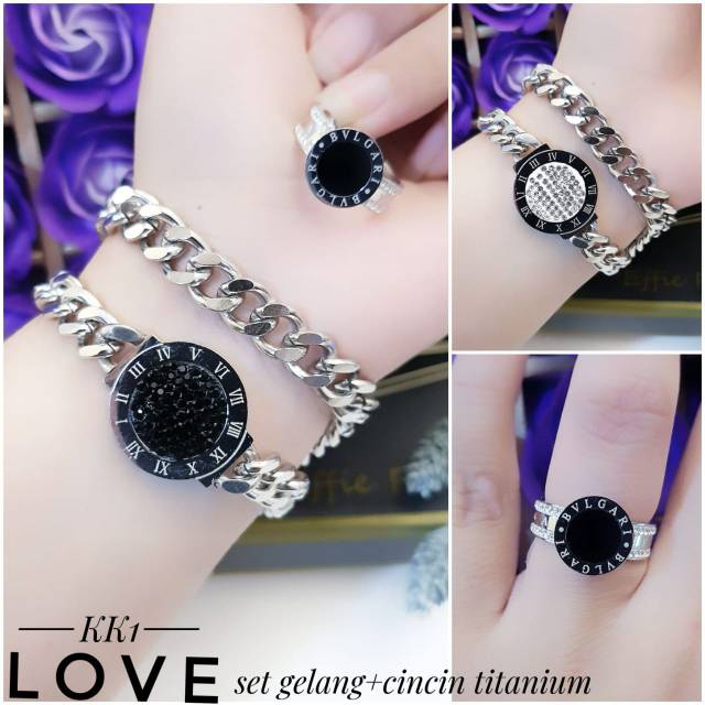 Titanium gelang dan cincin 1207i