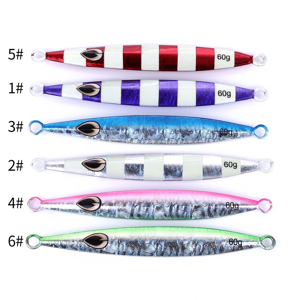 HENGJIA 6PCS Umpan Pancing 60G Metal Lead Jigging Fishing Lure Artificial Laser Jig Sinking Baits Swim Bait Ikan