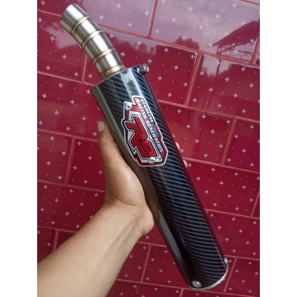 Silincer Knalpot R9 Carbon Stiker/Scotlet Stainless Ninja R RR 2Tak Satria R 2Tak Fiz R 2Tak