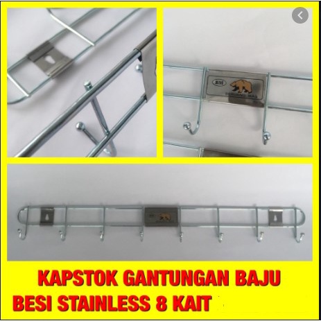 kapstok stainless 8 kait / KAPSTOK BESI STAINLESS 8 KAIT - KAPSTOK BAJU - GANTUNGAN BAJU