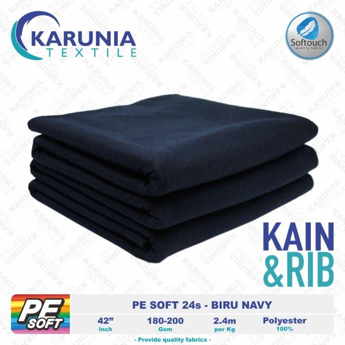 [[COD]] PE Soft 24s | Biru Navy | Kain Kaos + Rib | Karunia Textile TERMURAH Kode 1159