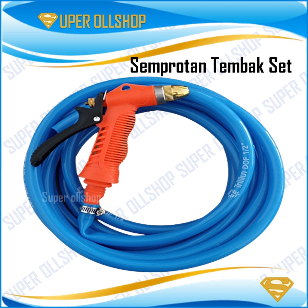 Semprotan Tembak Set Clamp Klem Cincin Hose Konektor Selang Air Siram Taman Cuci Mobil Motor 1 Paket Murah