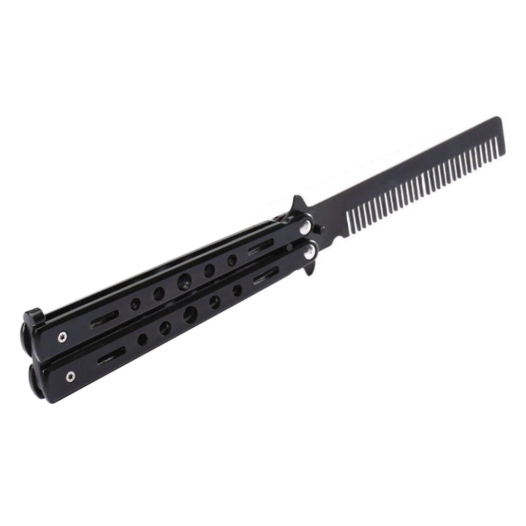 COD Sisir Salon Pria Wanita Portable Bisa Dilipat dan disimpan dikantong atau saku celana Sisir Besi Butterfly Balisong Training