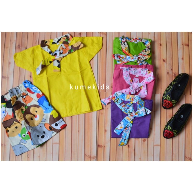 Baju setelan Anak Dasi katun catra / Baju setelan anak cewek - 1 sd 6 thn