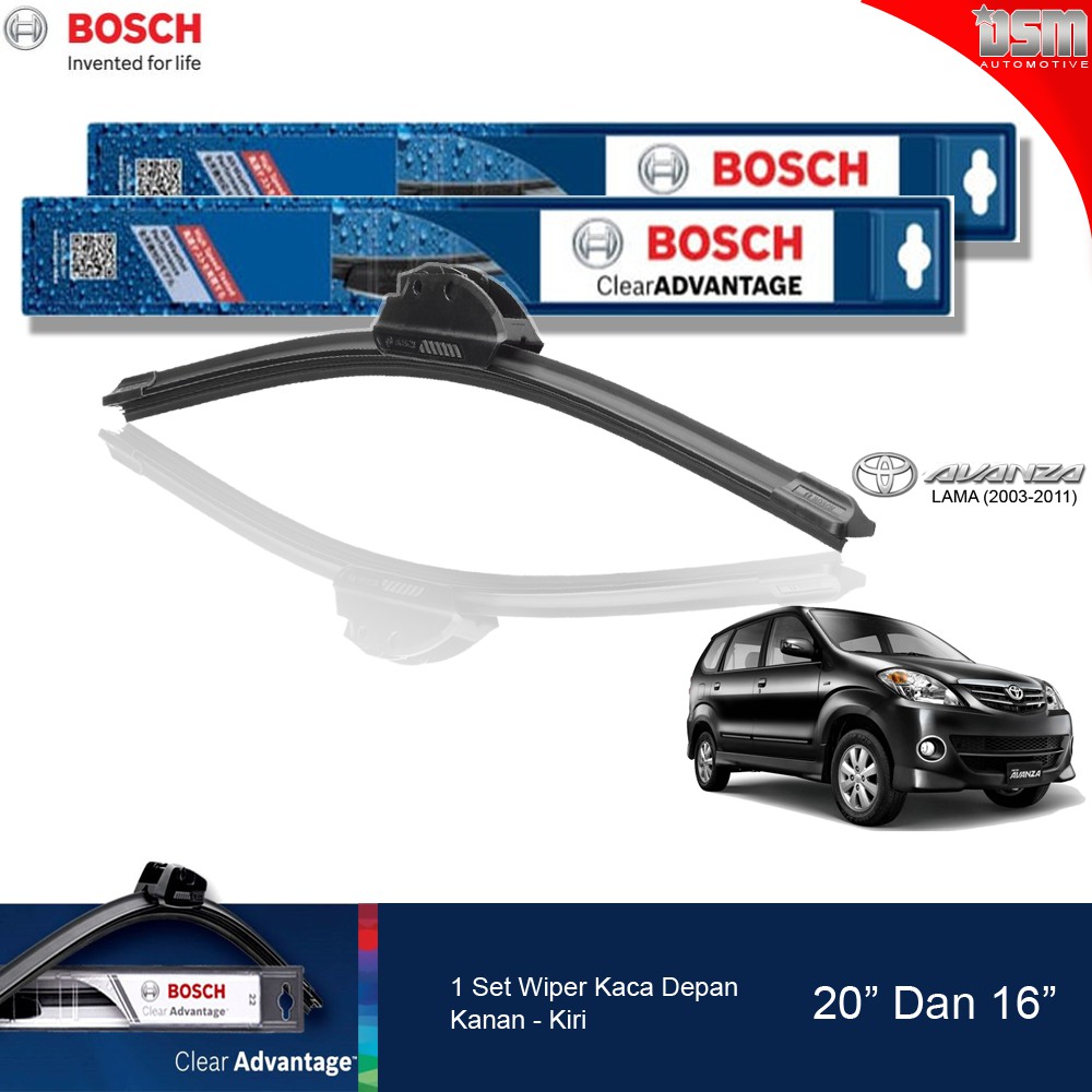 Bosch Clear Advantage Frameless / Wiper Frameless Toyota Avanza Old 20&quot; dan 16&quot; / Wiper Depan Avanza