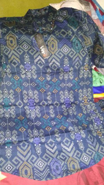 Kemeja Batik Songket Panjang Pria Cowo Kerja Kantor Ungu