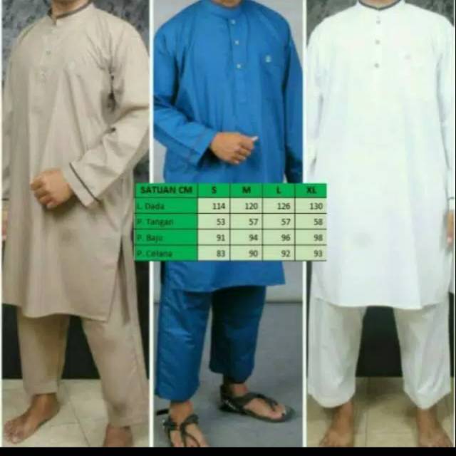 Stelan muslim pria gamis katun koko celana premium tipe maqdis alkhoir