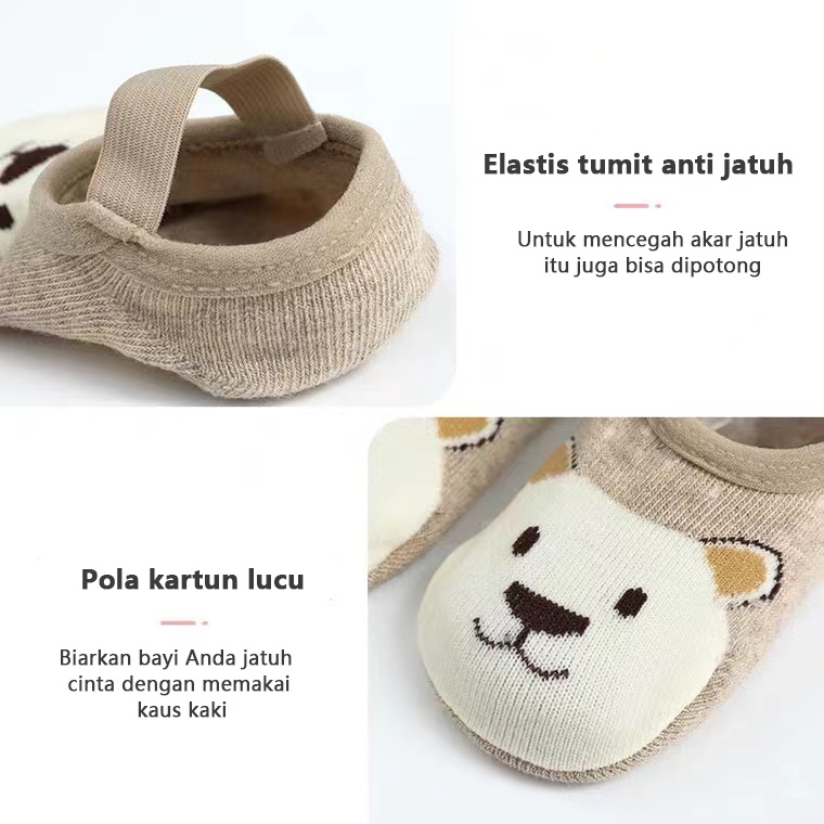 HIPPO LAND Kaos kaki anak bayi ankle dengan strap /Kaos kaki anak laki laki 1 tahun/Sepatu kaus kaki anak bayi bahan katun anti slip 116-117