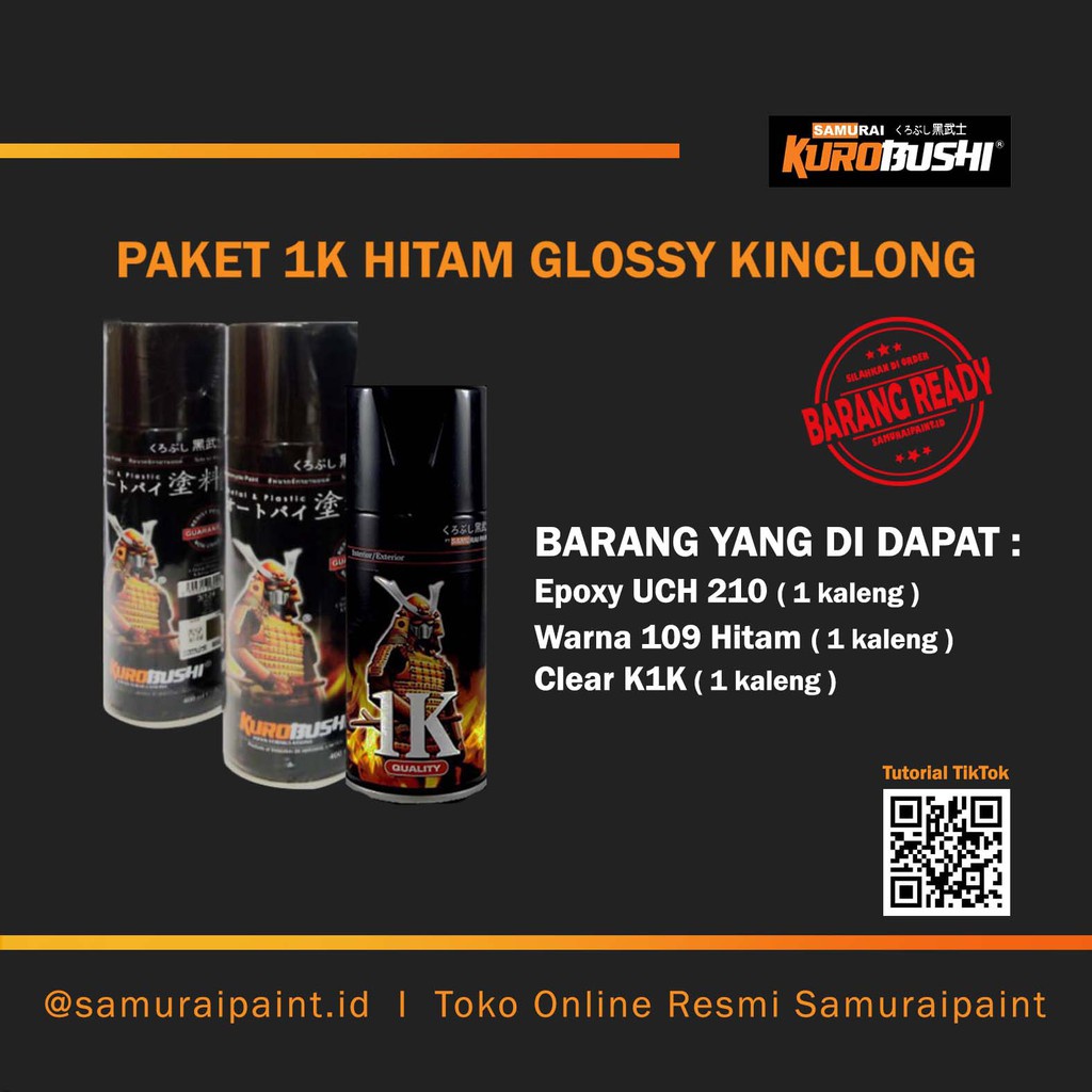 Paket 1K Hitam Glossy Kinclong Samuraipaint Cat Semprot