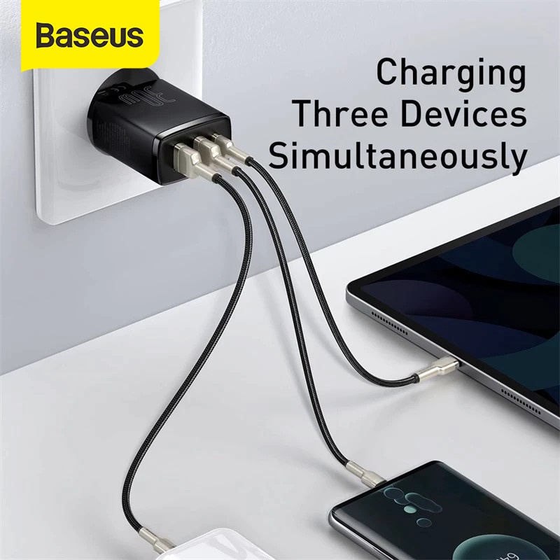 KEPALA CHARGER BASEUS QUICK CHARGING TYPEC DUAL USB 30W PD FAST CHARGE