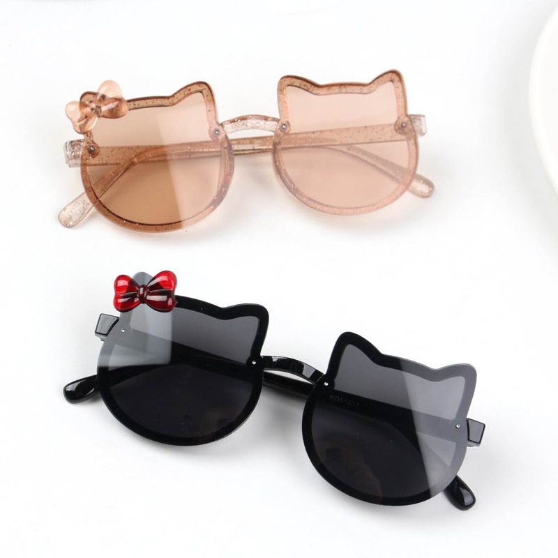 （YUZHU）COD Kacamata Bayi Color Bow Sunglasses Kacamata Fashion Korea Hello Kitty Print Shiny Sunglasses