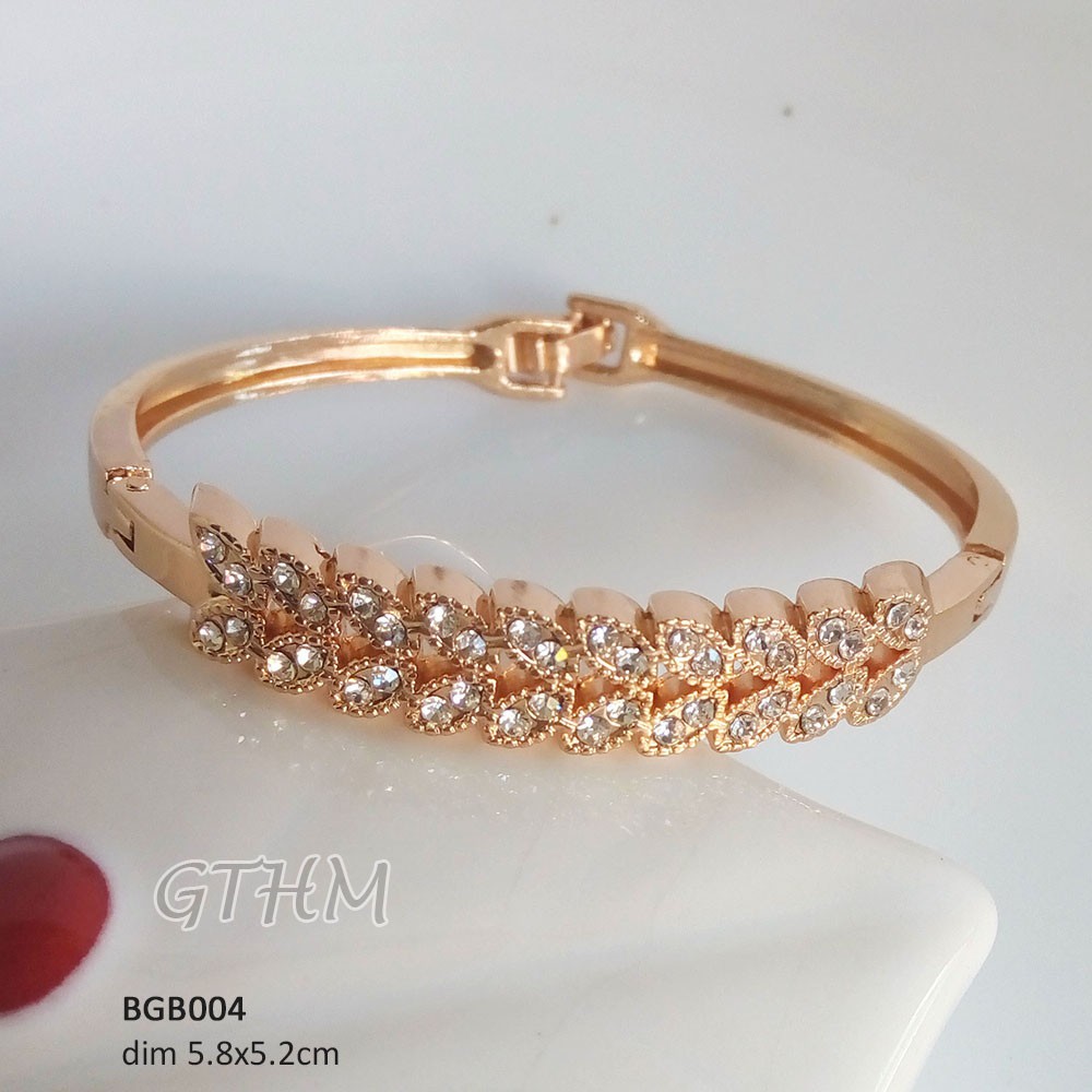 gelang tangan bangle bgb004 padi swaroski aksesoris perhiasan wanita lapis emas 18k-1