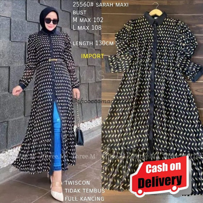 Gamis Lebaran Extu Ori Premium Bangkok  MB254 Sarah Maxi Dress  Tm 25560 - L