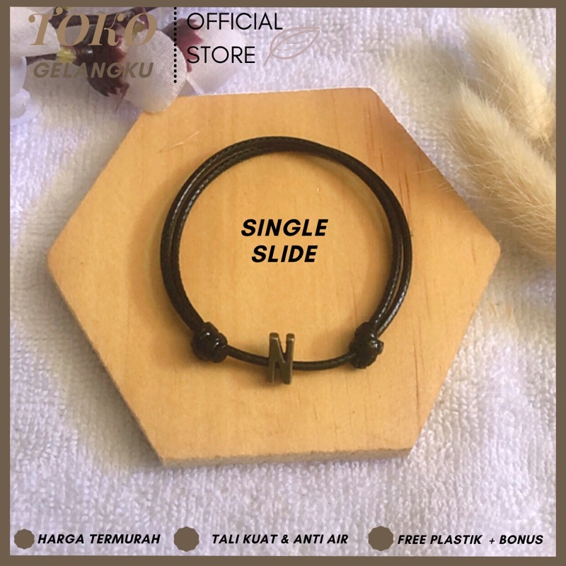 (A-Z) GELANG BRONZE VINTAGE PREMIUM ( BELI 10 FREE 1 GELANG POLOS ) / Gelang Tali Huruf Inisial Pria Wanita / Gelang Couple Sahabat Pacar / Bracelet initial Abjad