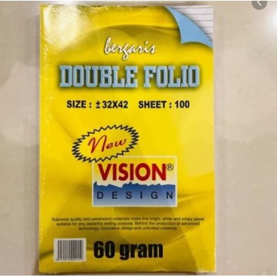 

Kertas Double Folio Bergaris VISION 100 lembar (Acb Berkah Stationery)