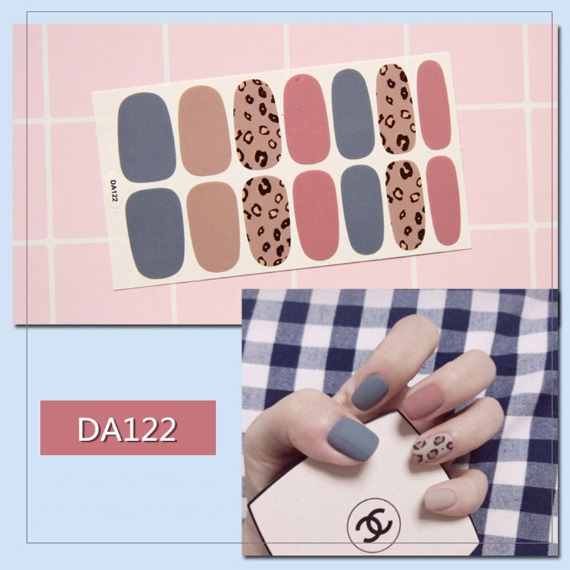 Da121-140 14 Pcs / Lembar Stiker Kuku Palsu 3d Bronzing Untuk Nail Art Diy