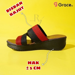 GRACE [BIOZA BAN 3M] Sandal Cewek Turki/ Sendal Hak Wanita Turkey Slop/ Sandal Wedges Slop Cewek