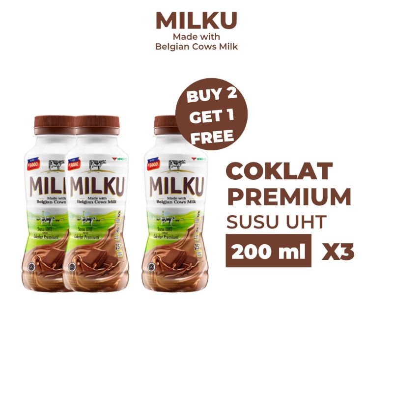 

SUSU UHT MILKU COKLAT 200 ML [BUY 2 GET 1 FREE]