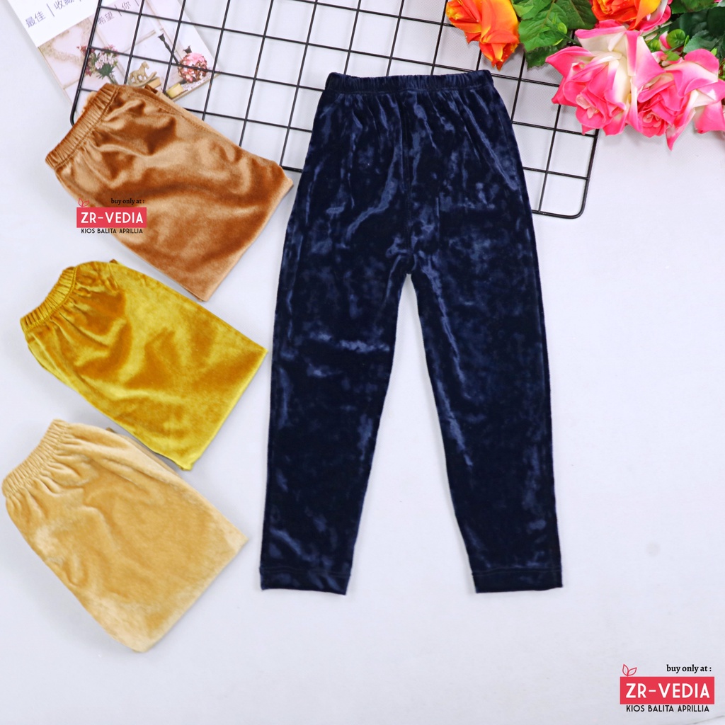 Legging Cleo 10-12 Tahun / Celana Leging Pants Anak Cewek Polos Perempuan Bludru Panjang Import