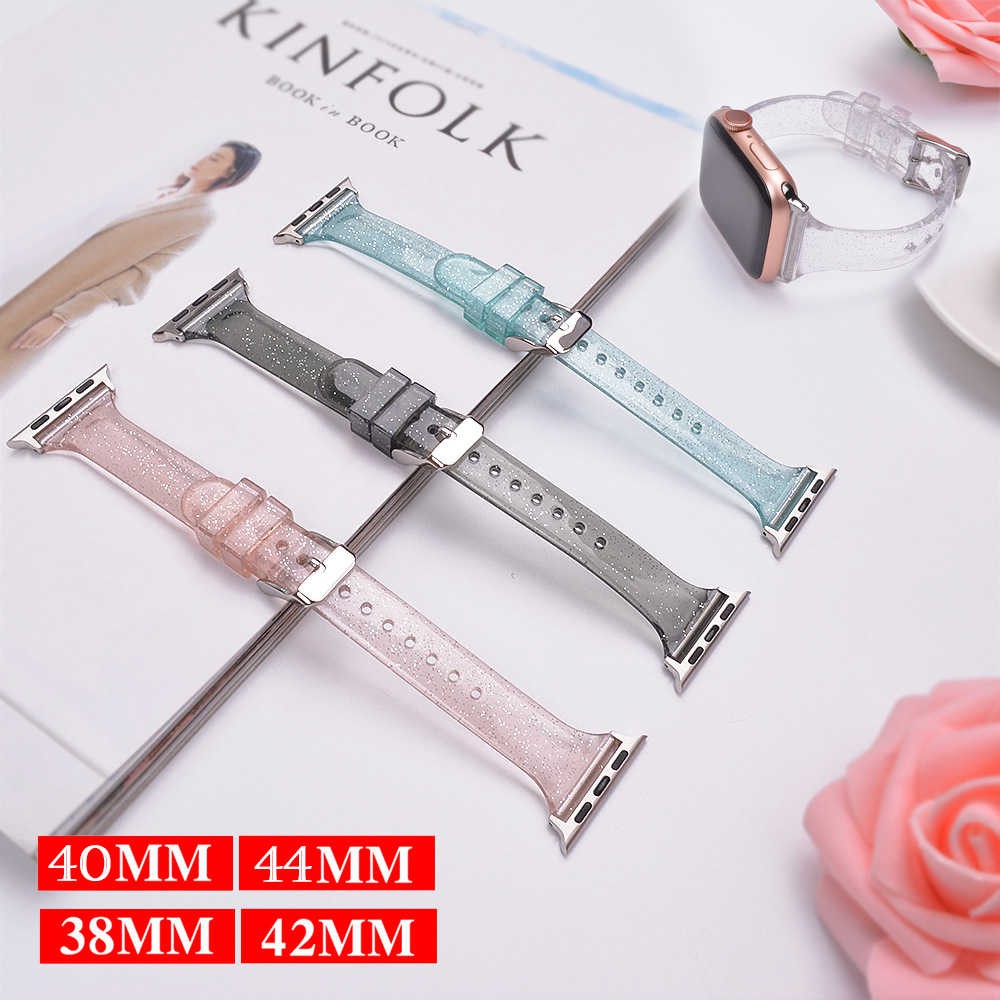 Strap Apple Watch Glitter Silikon Tali Jam Untuk Apple Watch Series 1 2 3 4 5 SE s6 s7 s8 ultra