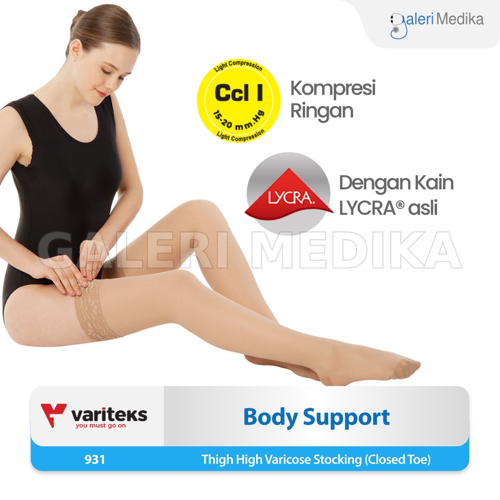 Stocking Varises Variteks 931 Kompresi Ringan 15-20mmHg Kelas I / Light Compression CCL 1 - Stoking Varises