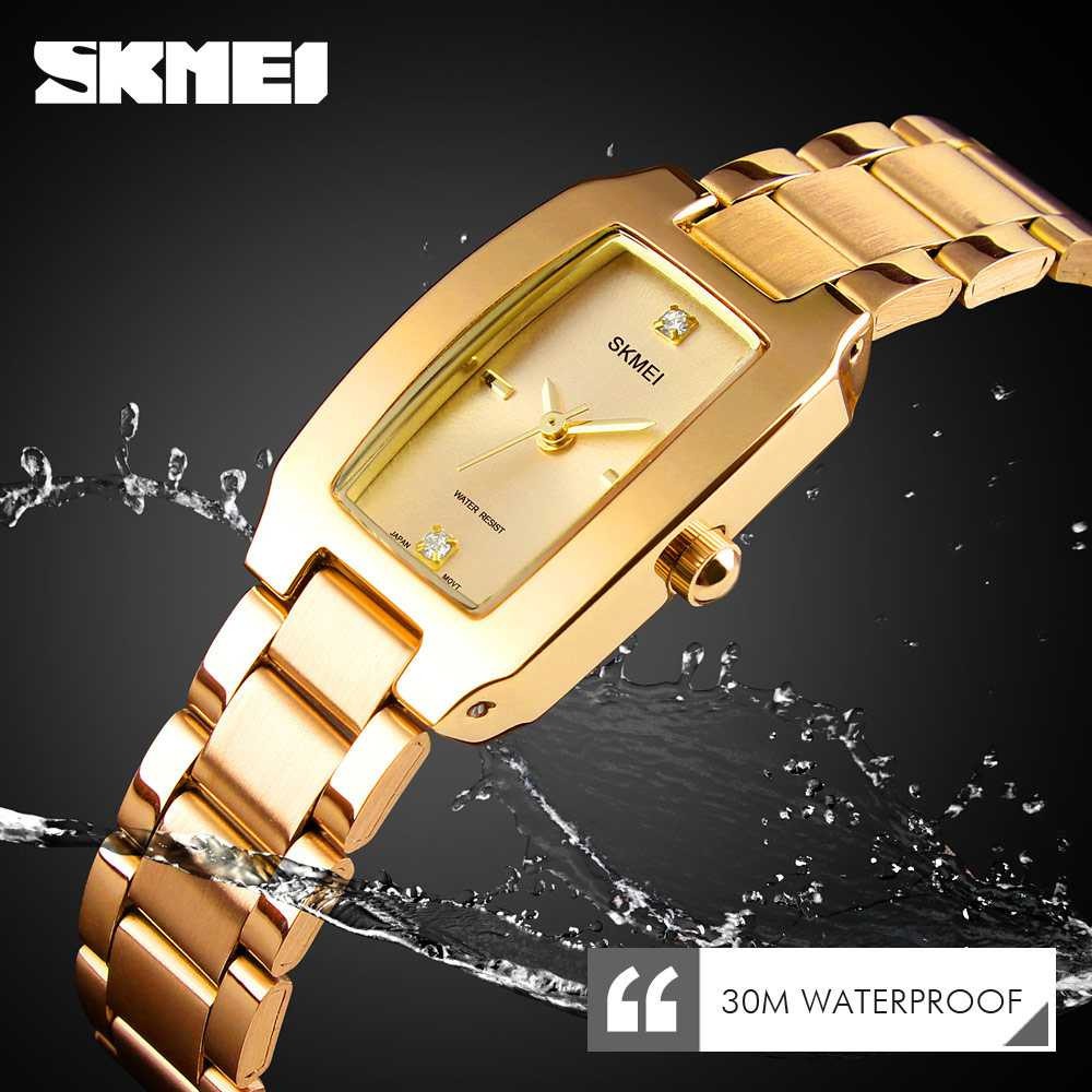 SKMEI Jam Tangan Analog Wanita JT 130 Jam Cewek Cantik Strap Stainless Steel Jamtangan Waterproof