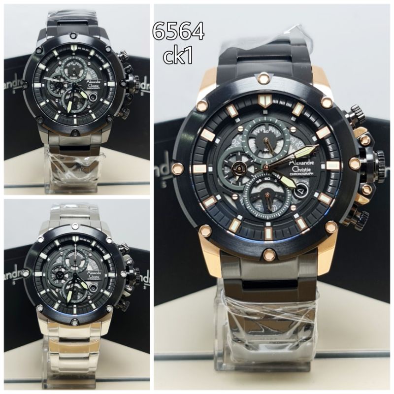 jam tangan pria rantai Alexandre Christie AC6564MC 6564 ORIGINAL BERGARANSI RESMI