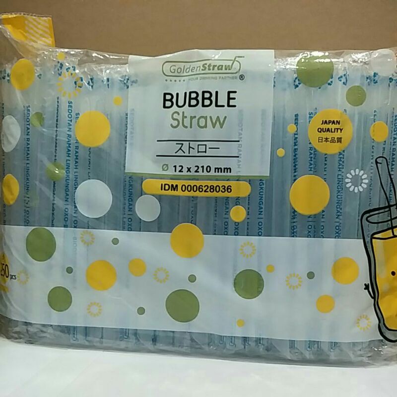 Sedotan Boba Golden Straw Bening/ Sedotan Boba Oxo Steril 12mm