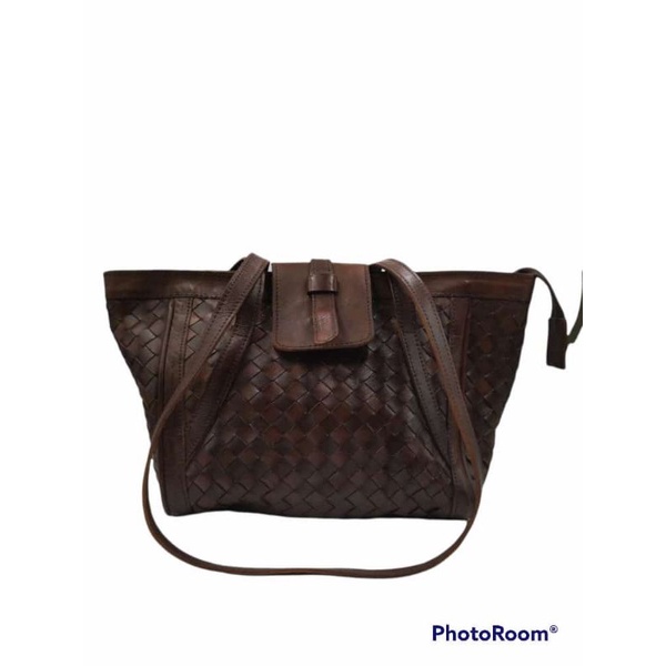 Tas Kulit sapi asli Murah Slempang Wanita Model Raisya Anyam Jepang Jati