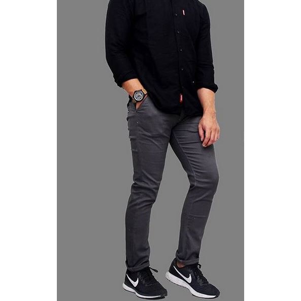 Celana Chinos Panjang SLIMFIT Bahan Katun Strecht Melar 27-38