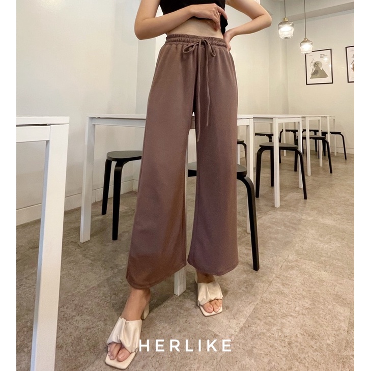 Yuri kulot  / kulot knit import /Celana Knit Import / Flexible/kulot wanita/kulot dewasa /celana panjang-Walnut