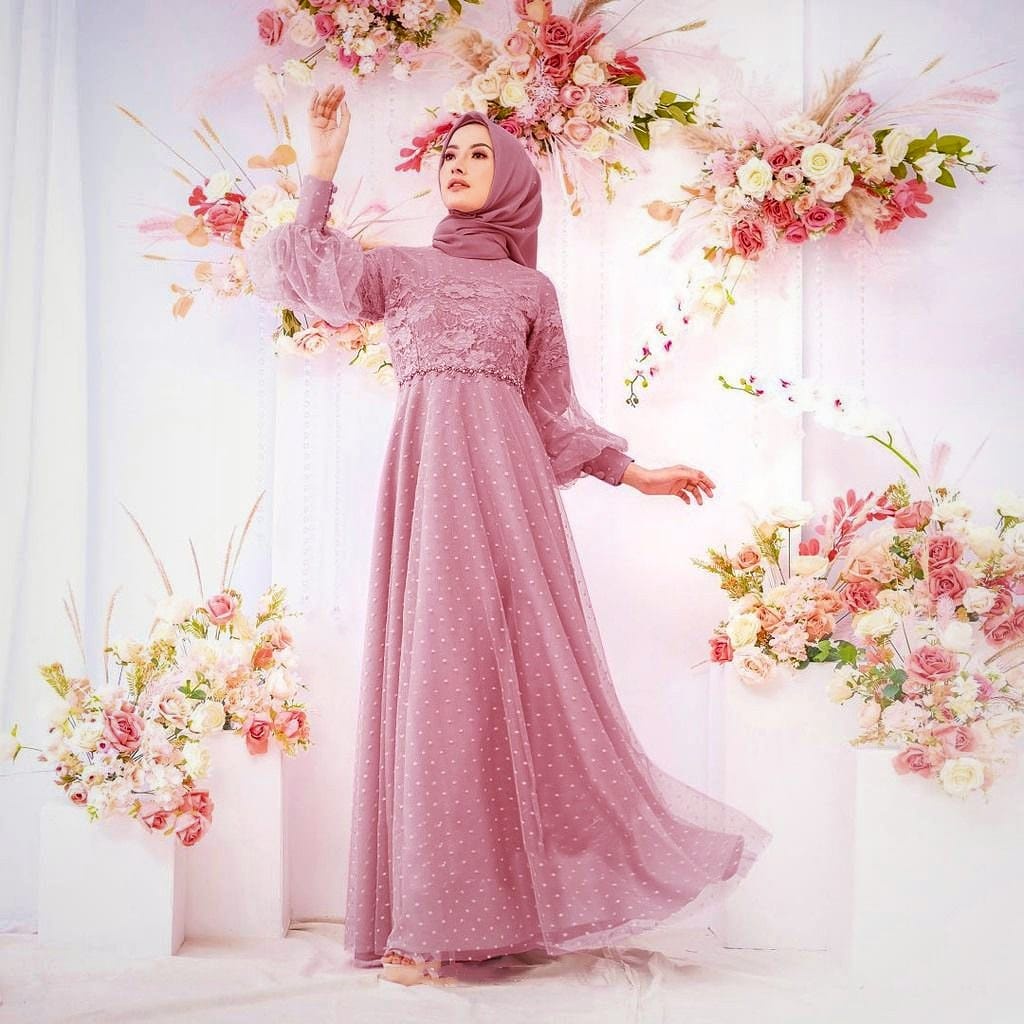 Gamis Perempuan Dewasa Terbaru Maxi Selina Matt Brokat Tille Furing Ukuran Jumbo Model Kekinian Good qualty premium