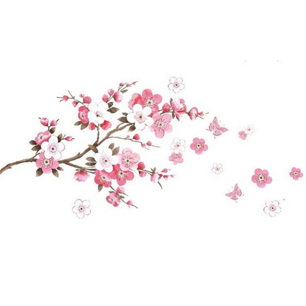 [Elegan] Mural Stiker Jendela Removable Lukisan Cina Kupu-Kupu Plum Blossom Dekorasi Rumah Kamar Tidur Seri Alam Dekorasi Wall Art