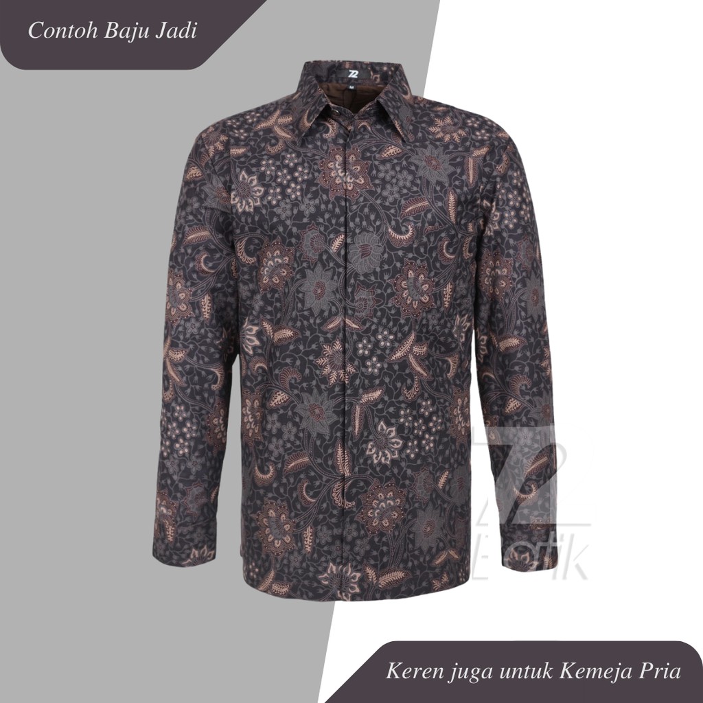 KAIN BATIK KATUN Premium Motif Kembang Warna Hitam Soft Black Item 729377 Cap 72 Jarik Jarit Samping Kebat Panjang Batik Katun Modern Premium Bahan Seragam Batik Pernikahan Kantor Keluarga Murah Kamen Jadi Batik Bali Lembaran