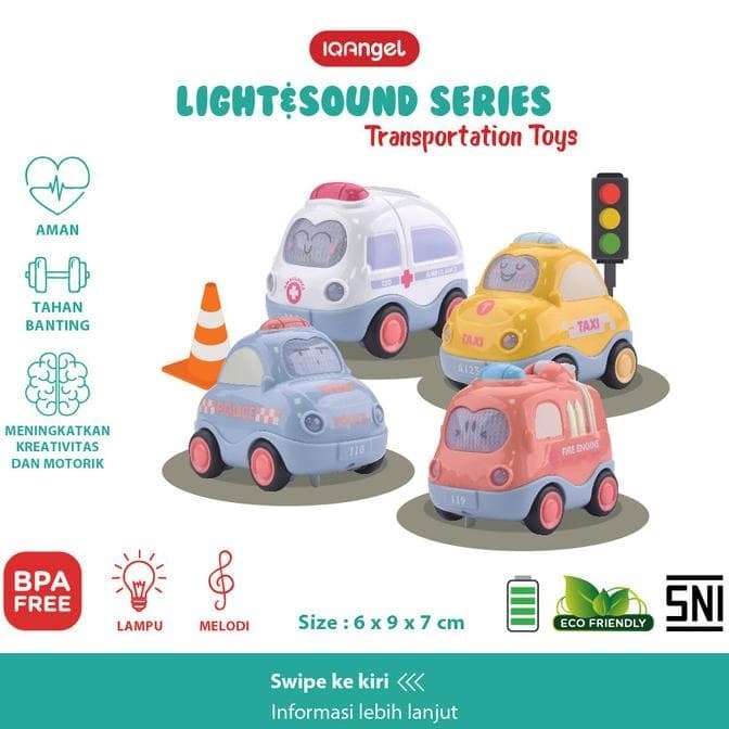 IQ Angel Transportation Toys - Light &amp; Sound Car Series - -- Mainan Mobil Anak