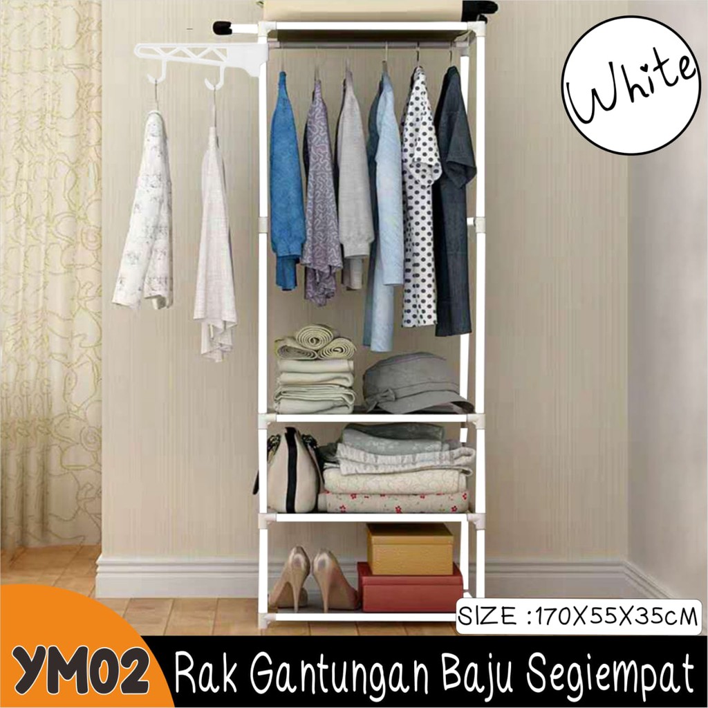 PROMO MURAH Stand Hanger Baju Rak Serbaguna Dengan 4 Roda SQUARE/TRIANGLE LEMARI PAKAIAN