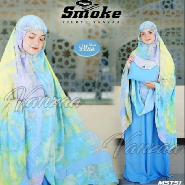 Mukena dewasa smoke baLi (jumbo) free tas cantik