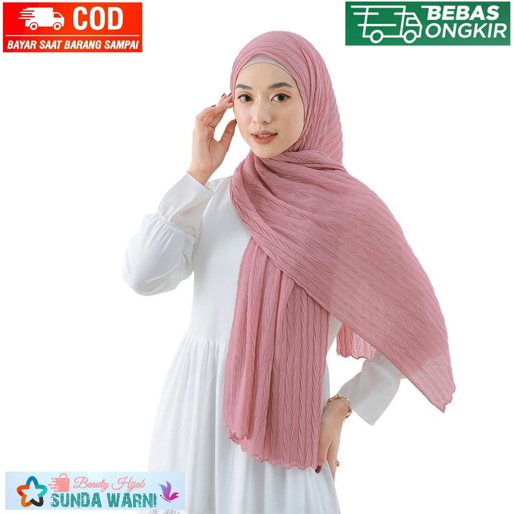 Jilbab Pashmina Padi Plisket Zig Zag 170 x 75 Diamond - Pasmina Jumbo / - Kerudung wanita