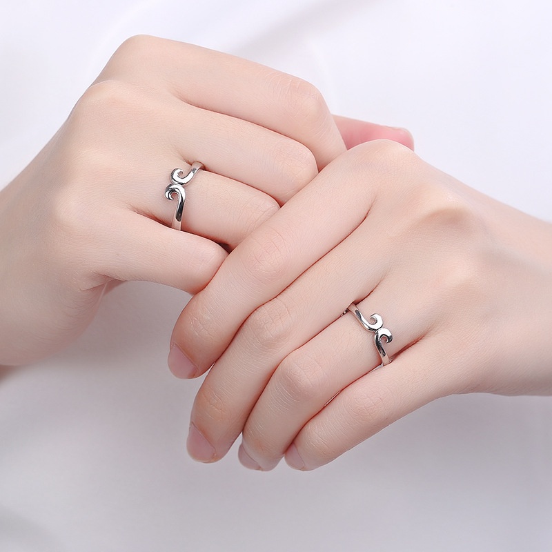 Sepasang Cincin Couple Bahan Sterling Silver S925 Gaya Korea