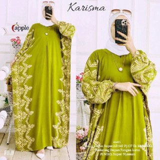 COD - Asmiranda Maxy Gamis Muslim Aurora Dress Shakila Aksen Renda Brukat Import Ld  110 Fit S - XL ( Free Bros ) Fashion Maxi Wanita Pesta Kondangan Modern Termurah Terlaris-KAFTAN KARISMA OLIVE