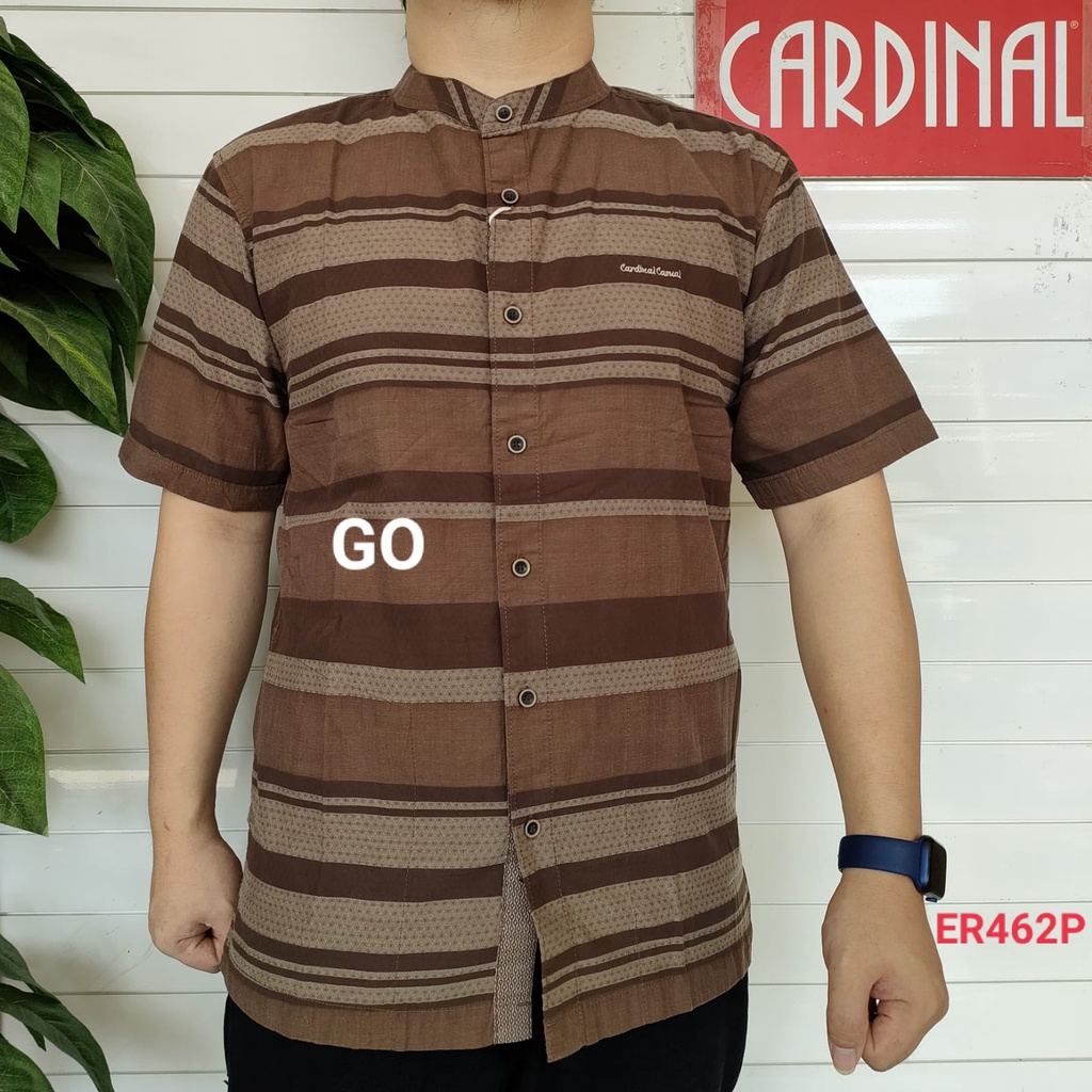 gof XL BIG SIZE CARDINAL KEMEJA KOKO Taqwa Pakaian Pria Original Baju Muslim Salur Lengan Pendek TBQ