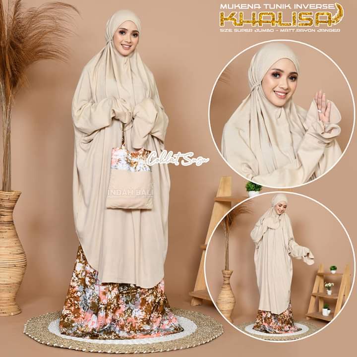 Mukena Jumbo Dewasa Tunik Berlengan Motif Tie Dye Smoke Bawah Rayon Adem Khalisa Indah Bali