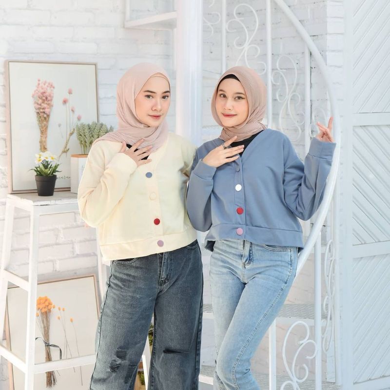 Set Wanita Crop Lenka Sweater Crop Oversize Wanita Kancing Size M.L.Xl | Oversize Crop Wanita | Sweater Crop Korean Style Wanita