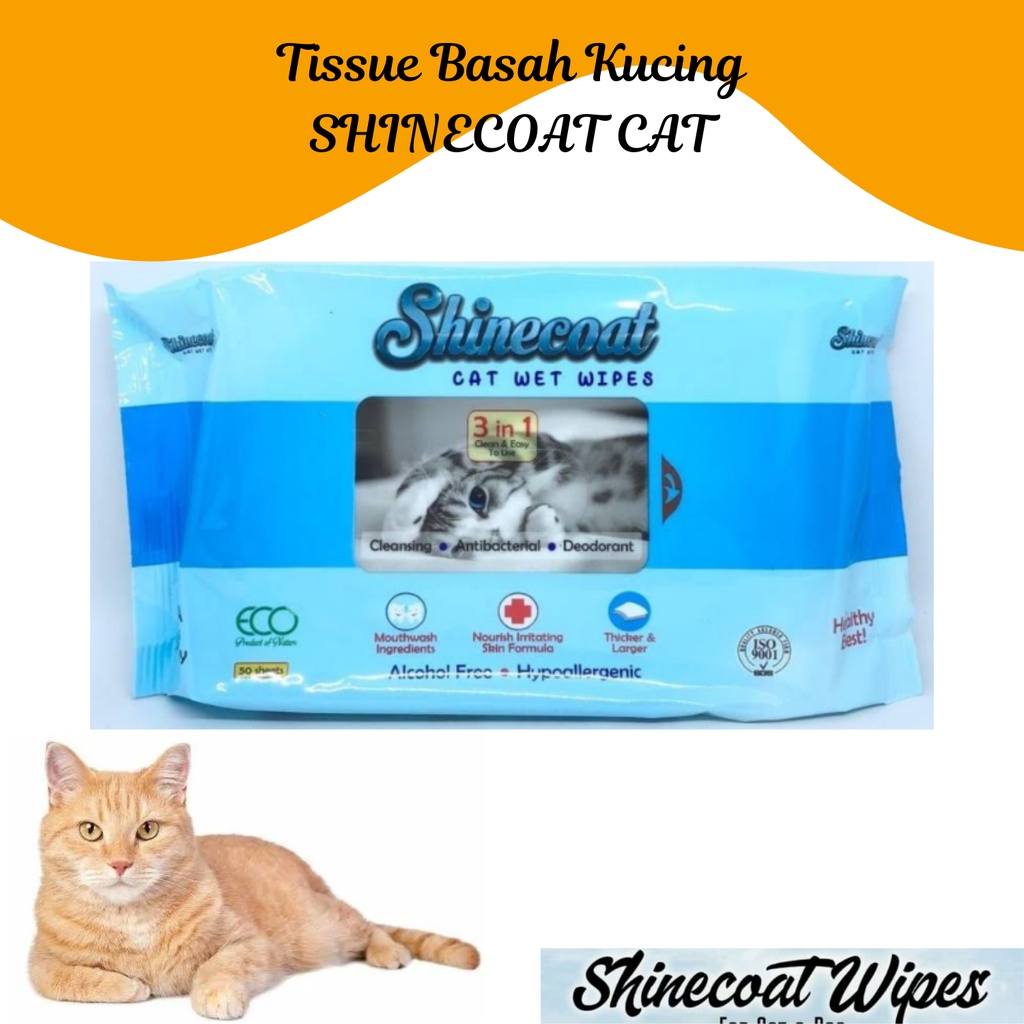 Tissue Basah Kucing &amp; Anjing SHINECOAT For CAT &amp; DOG | SHINE COAT TISSUE Isi 50 Pcs