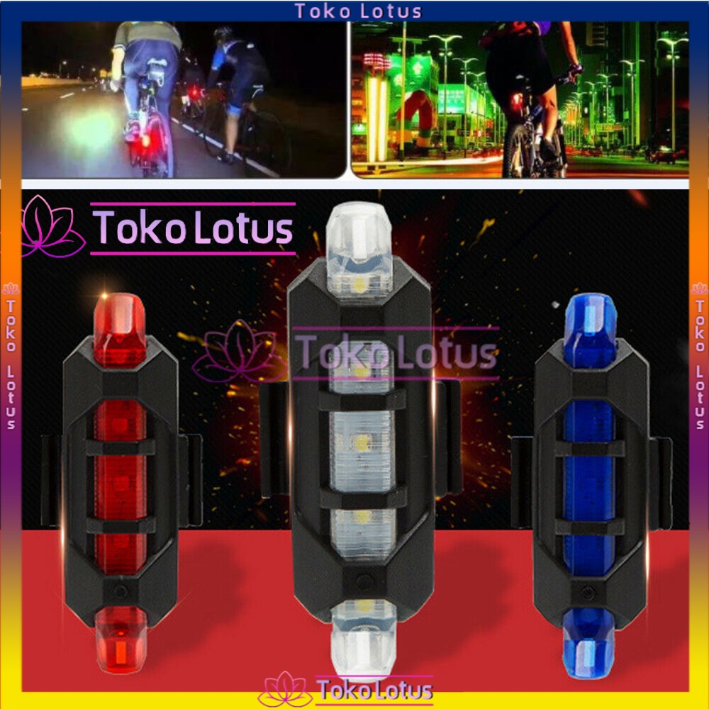 【HARGA MURAH】Lampu Belakang Sepeda LED USB Rechargeable Anti Air untuk Peringatan Bonus Kabel cash