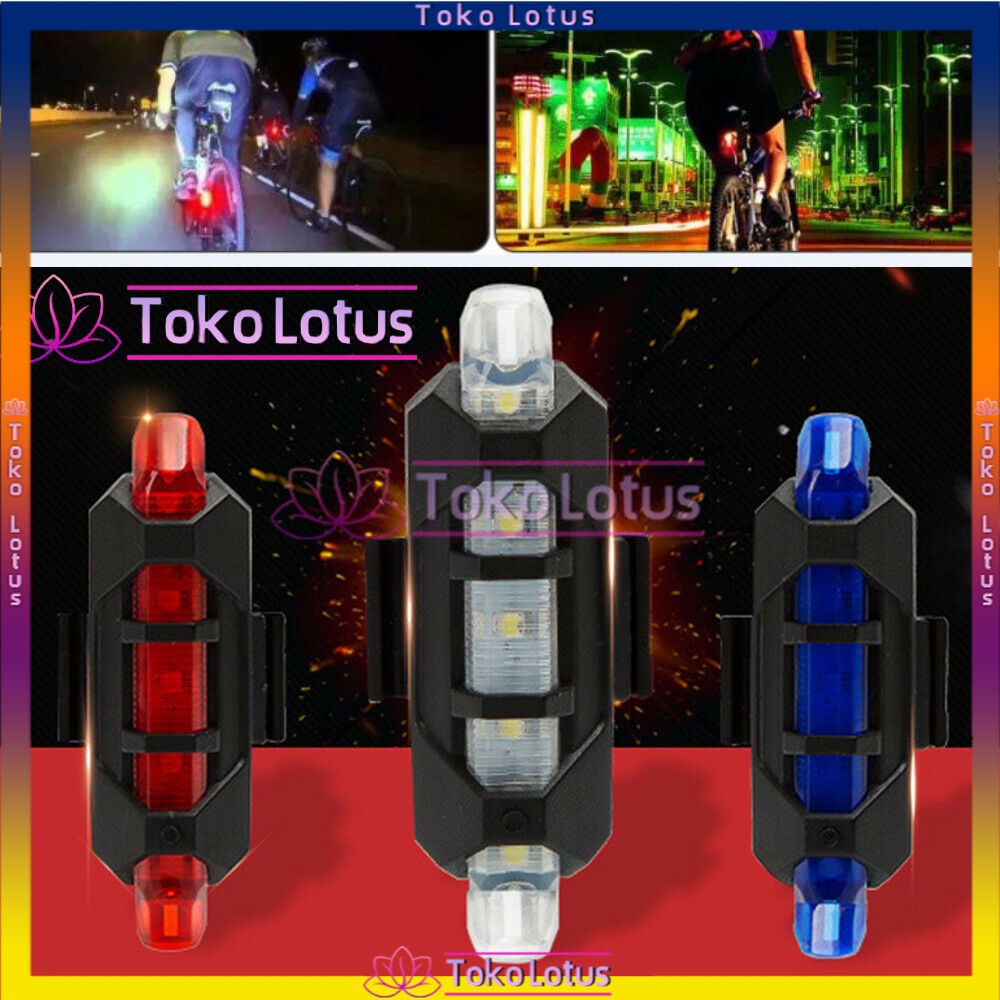 【HARGA MURAH】Lampu Belakang Sepeda LED USB Rechargeable Anti Air untuk Peringatan Bonus Kabel cash