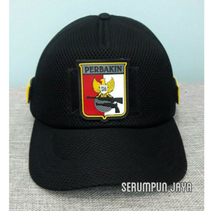 TOPI PERBAKIN - TOPI PERBAKIN 3PATCH JARING VELCRO HITAM