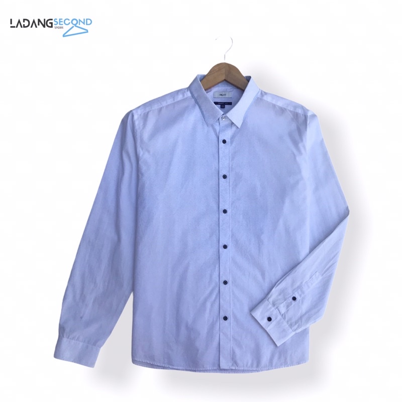 G2000 Original Kemeja Pria Lengan Panjang Putih Motif Second Branded Thrift